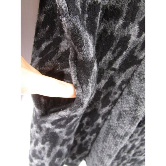 Chiaramente Sweater Medium Wool Open Tunic Cardigan Animal Print - Picture 6 of 11